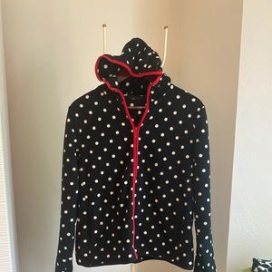 Uniqlo fleece hoodie black red polka dots xl